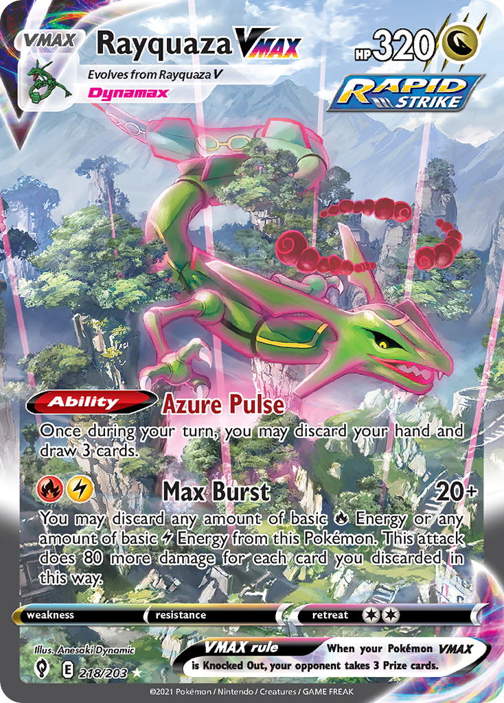 Rayquaza VMAX 218/203, Evolving Skies Pokémon card