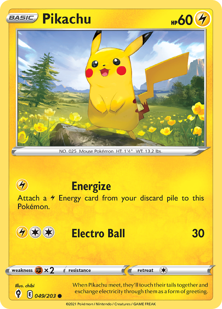 Pikachu 49/203, Evolving Skies Pokémon card