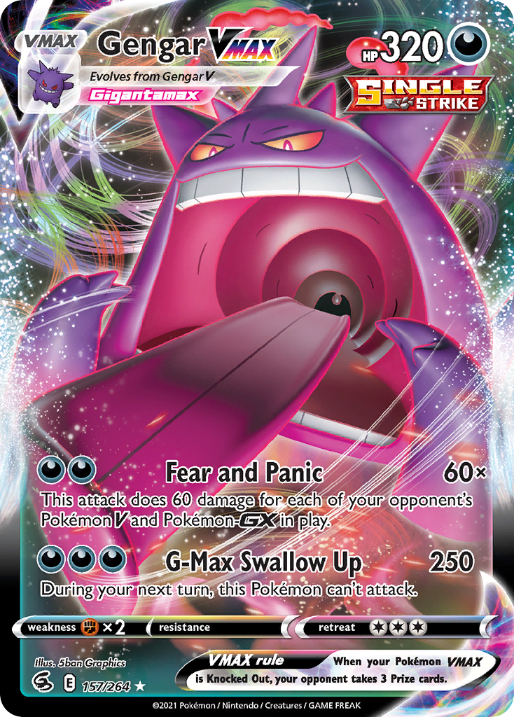 Gengar VMAX 157/264, Fusion Strike Pokémon card