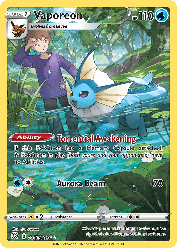 Vaporeon TG02, Brilliant Stars Trainer Gallery Pokémon card