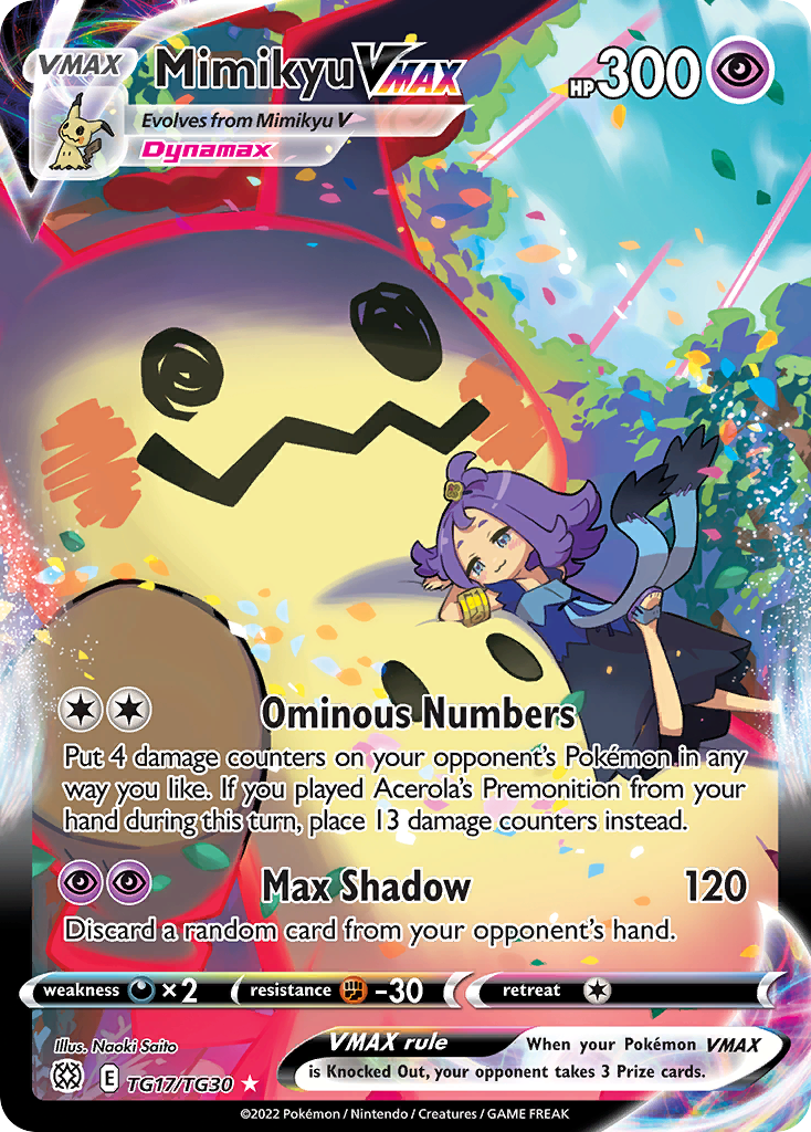 Mimikyu VMAX TG17, Brilliant Stars Trainer Gallery Pokémon card