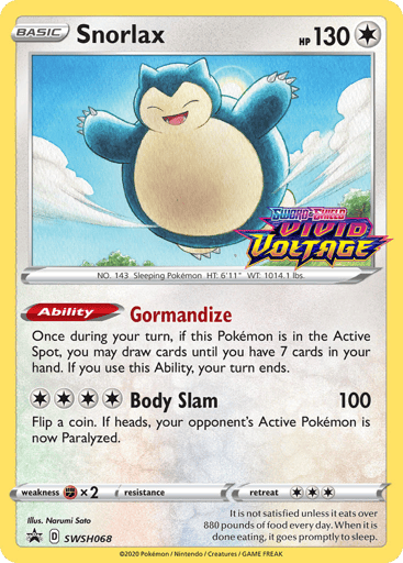 Snorlax SWSH068 from SWSH Black Star Promos