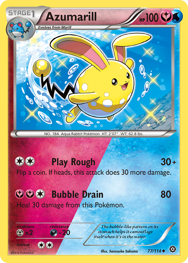 Azumarill 77/114, Steam Siege Pokémon card