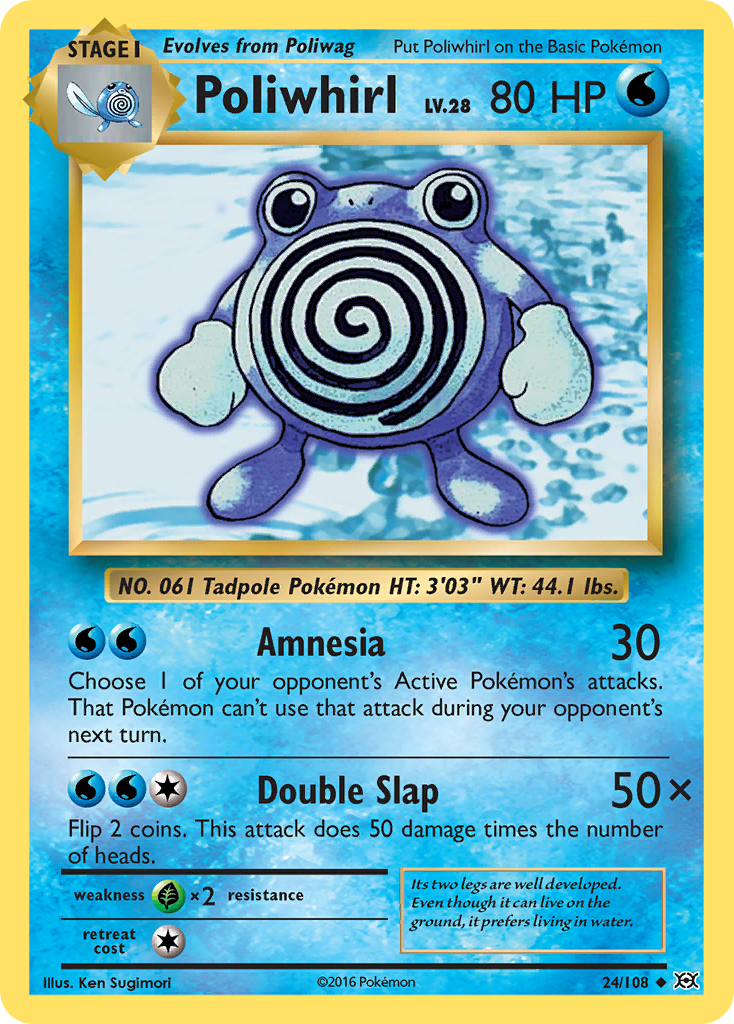 Poliwhirl 24/108, Evolutions Pokémon card