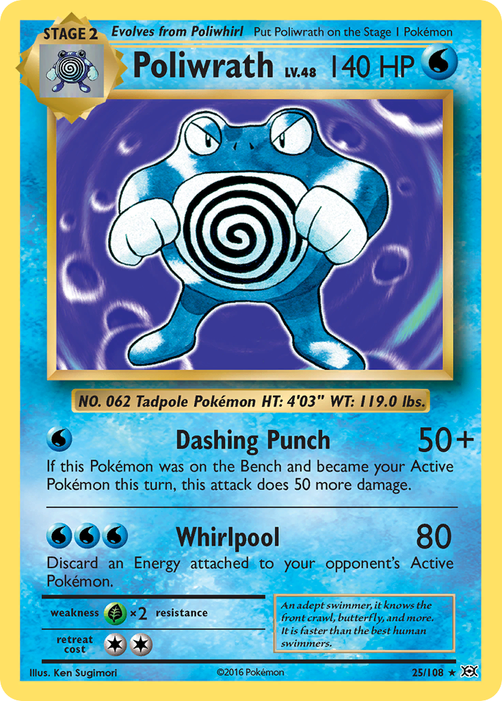 Poliwrath 25/108, Evolutions Pokémon card