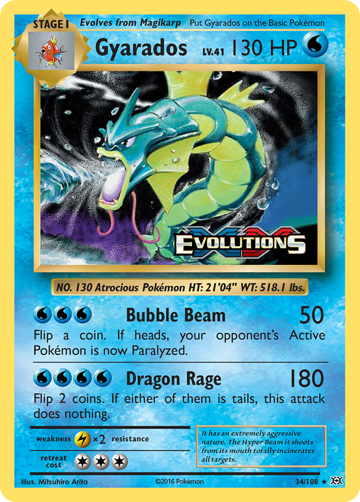 Gyarados 34/108, Evolutions Pokémon card