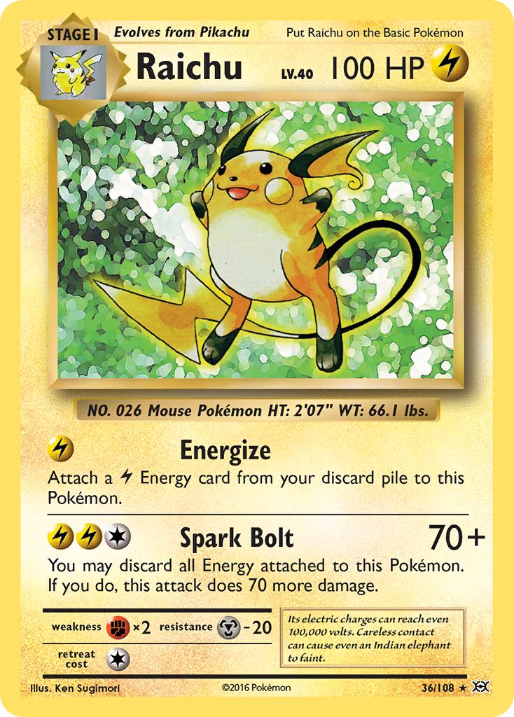 Raichu 36/108, Evolutions Pokémon card