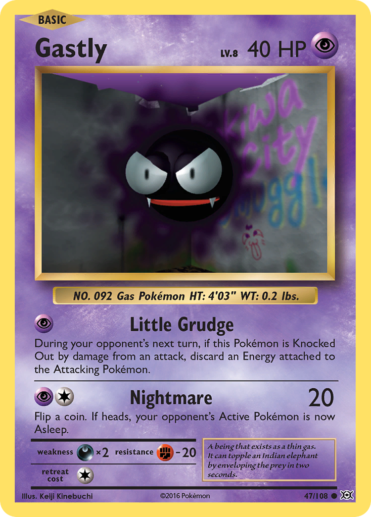 Gastly 47/108, Evolutions Pokémon card