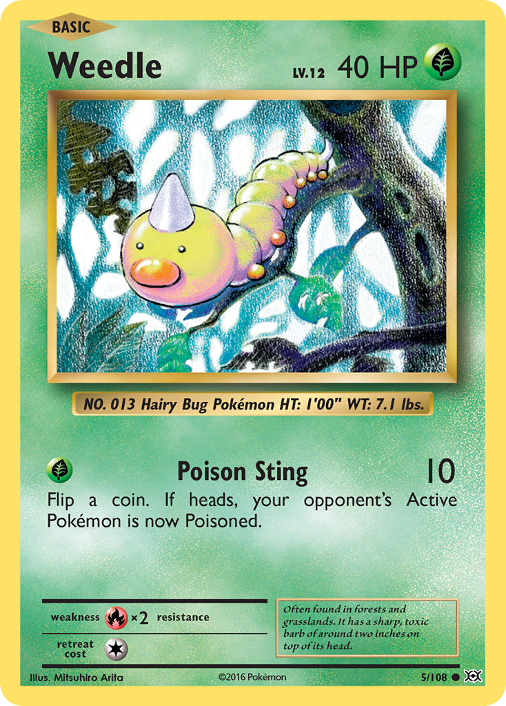 Weedle 5/108, Evolutions Pokémon card