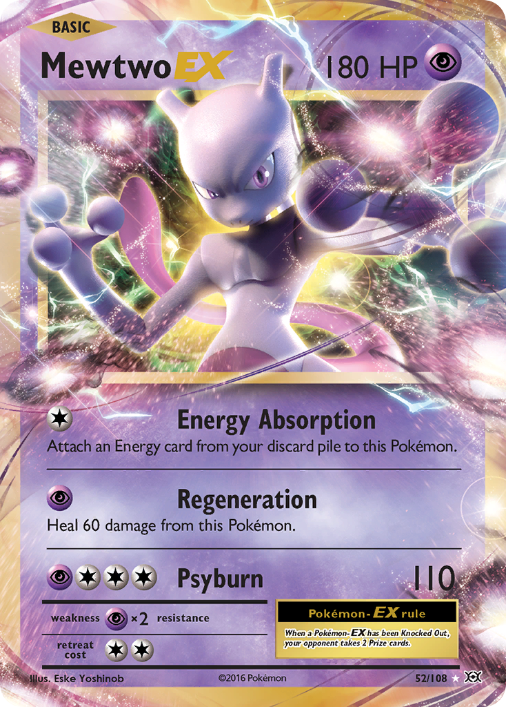 Mewtwo-EX 52/108, Evolutions Pokémon card