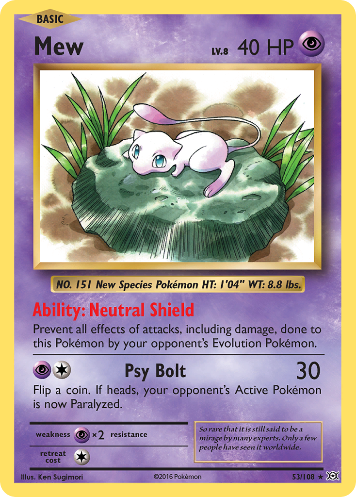 Mew 53/108, Evolutions Pokémon card