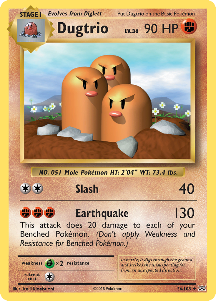Dugtrio 56/108, Evolutions Pokémon card