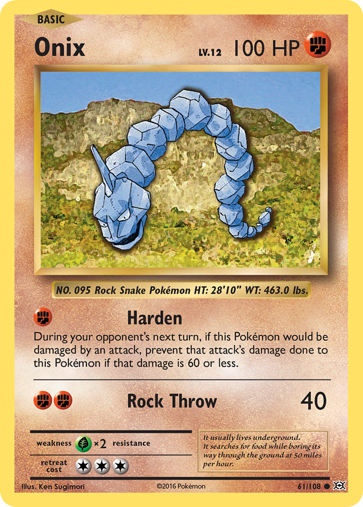 Onix 61/108, Evolutions Pokémon card