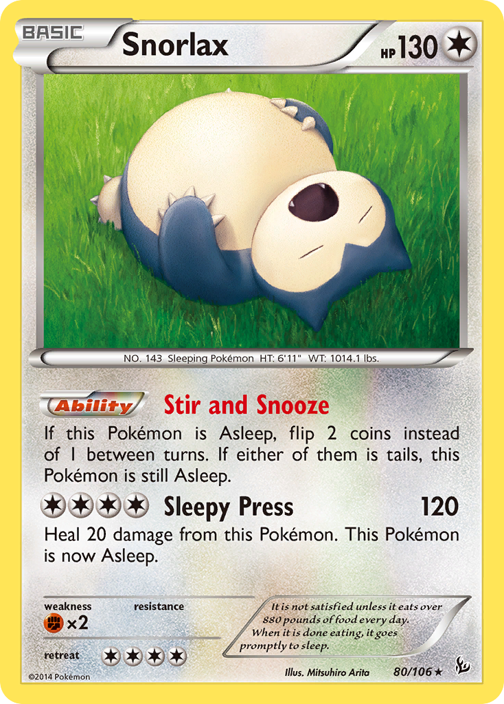 Snorlax 80/106, Flashfire Pokémon card