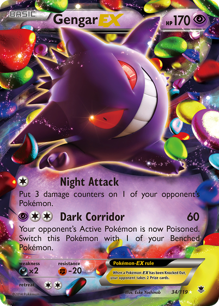 Gengar-EX 34/119, Phantom Forces Pokémon card