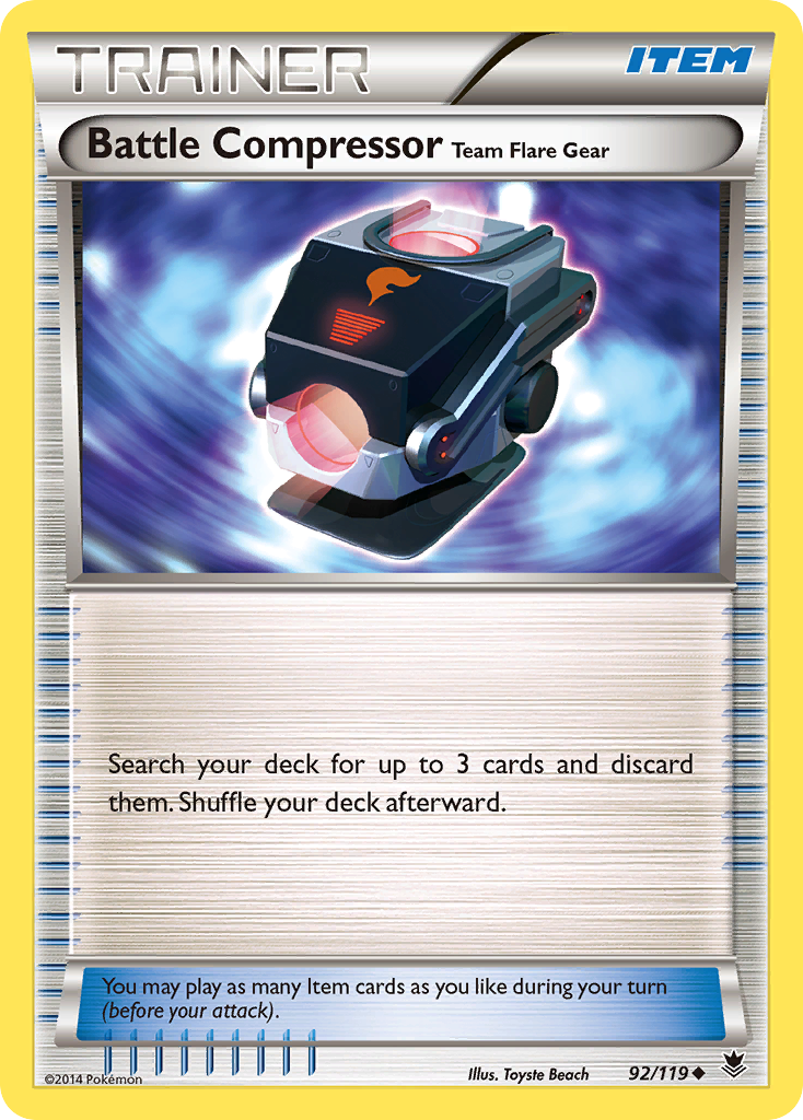 Battle Compressor Team Flare Gear 92/119, Phantom Forces Pokémon card