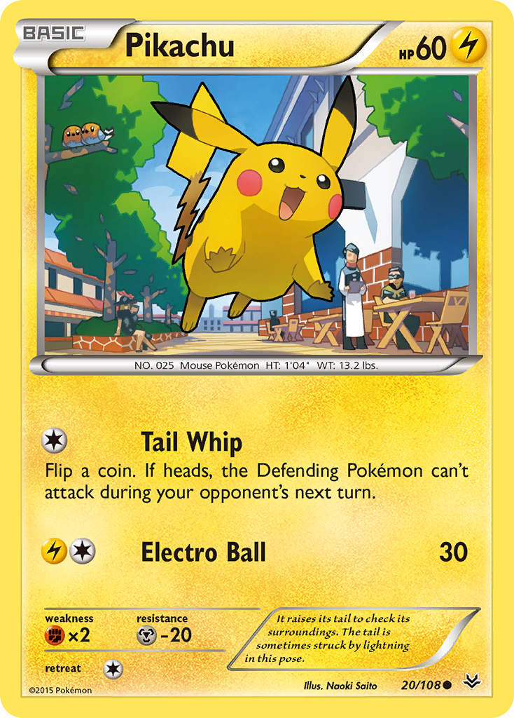 Pikachu 20/108, Roaring Skies Pokémon card