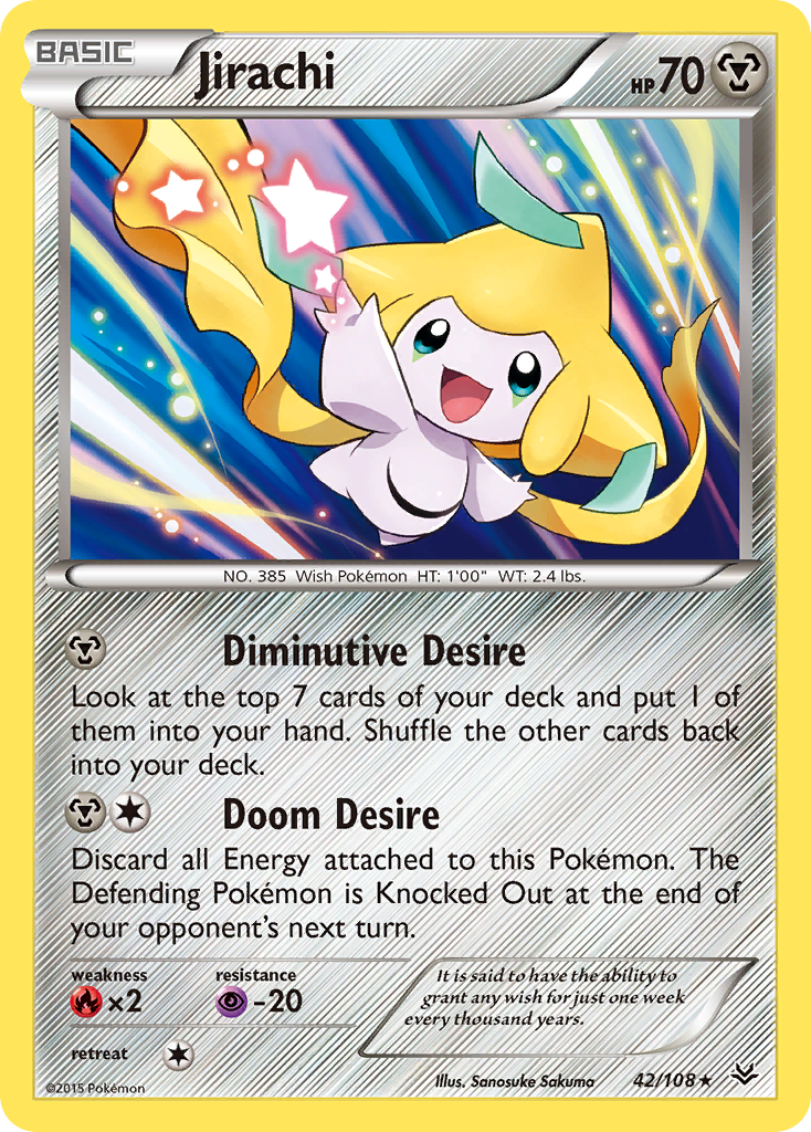 Jirachi 42/108, Roaring Skies Pokémon card