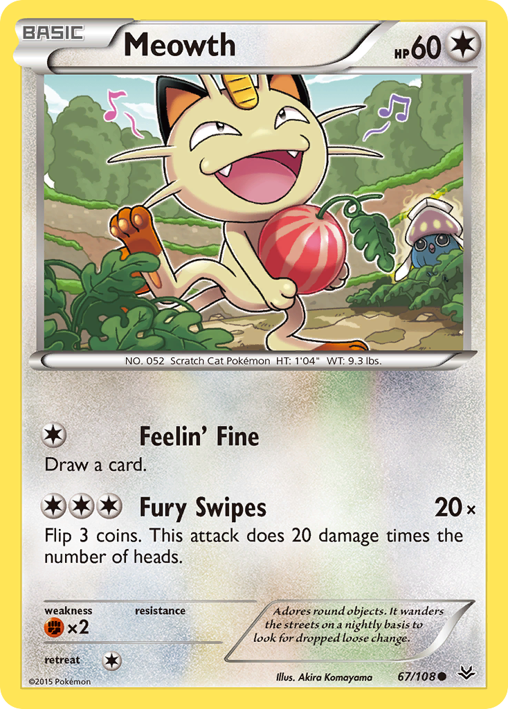 Meowth 67/108, Roaring Skies Pokémon card