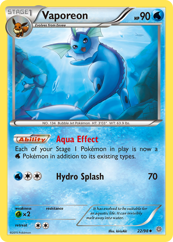 Vaporeon 22/98, Ancient Origins Pokémon card