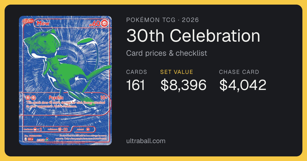 30th Celebration Pokémon Card List & Prices (October 2026) | UltraBall