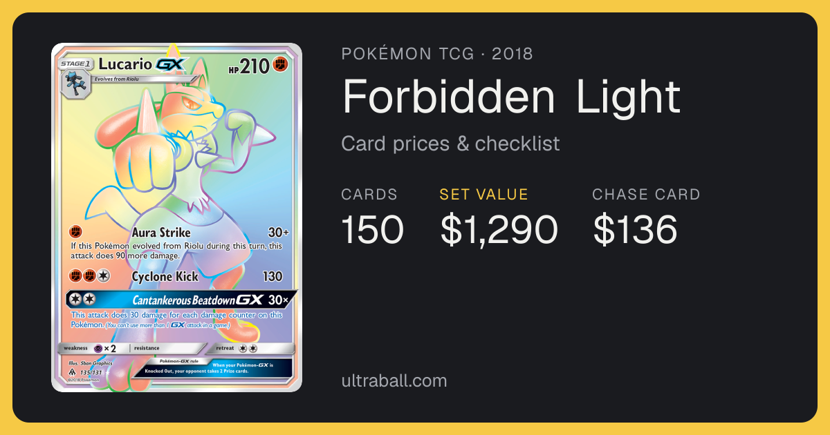 Forbidden Light Pokémon Card List & Prices (October 2026) | UltraBall